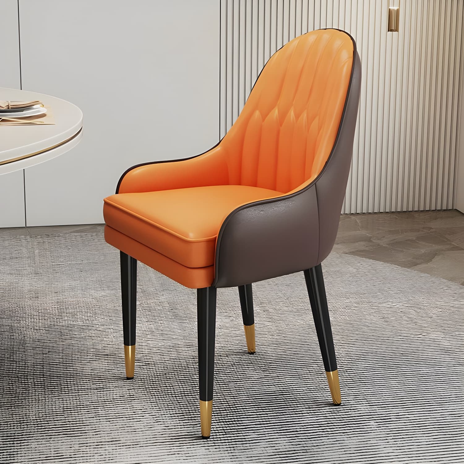 Glam Arm Chair with Upholstered Faux Leather, Solid Back, and Metal Legs thumbnail 8