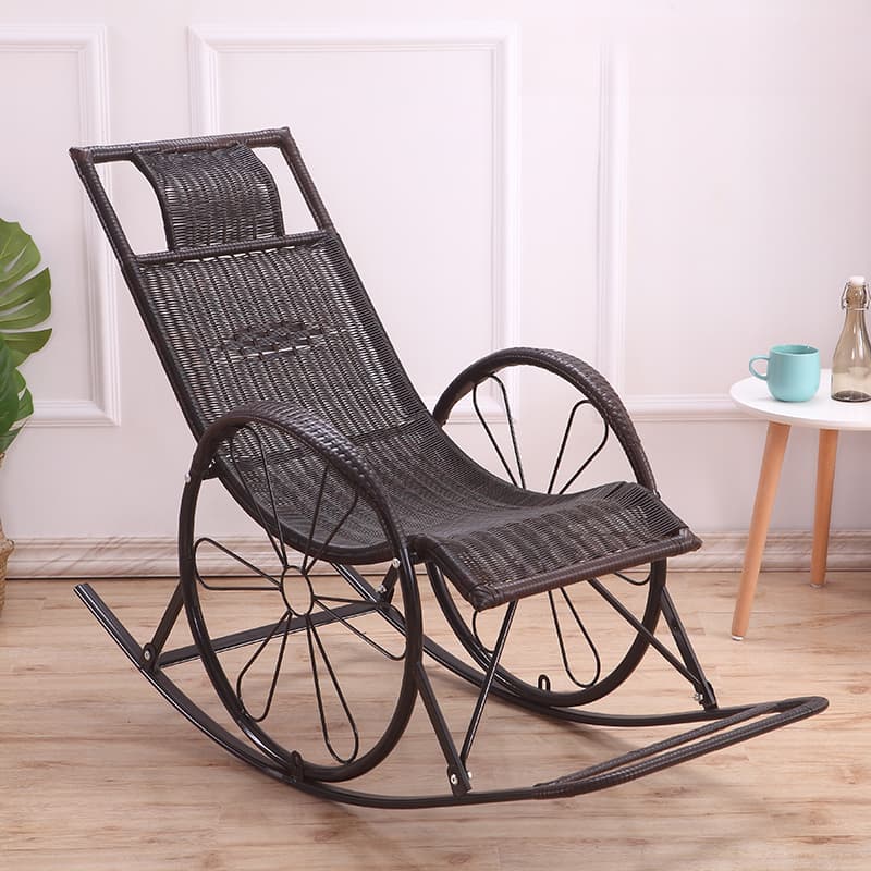 Ergonomic Wicker Front Porch Rocking Chairs with Rear Back, Stationary thumbnail 8