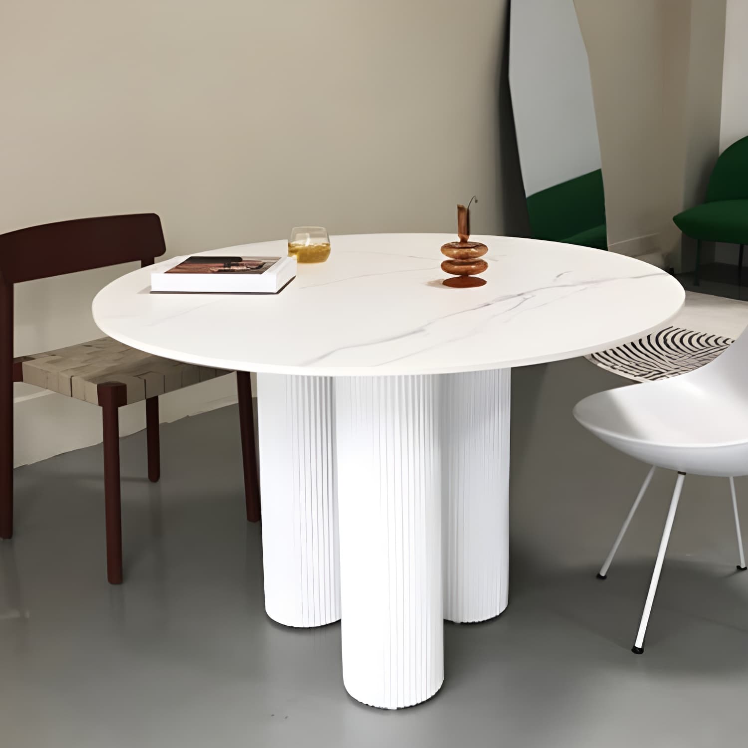 Modern Casual Dining Table Round Top Dinner Table Kitchen Home thumbnail 3