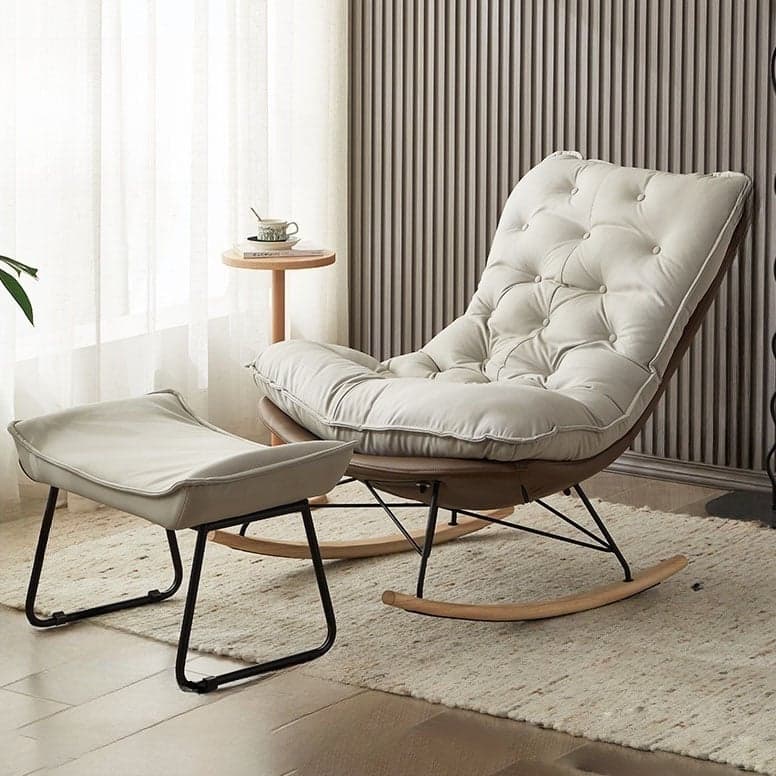 Modish Sand Ash Upholstered Rocking Accent Chair with Spindle Back and Stain Resistant thumbnail 3