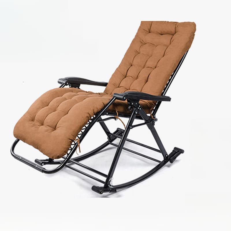 Simplistic Stain Resistant Metal Cushioned Rocking Accent Chair with Round Arm thumbnail 3