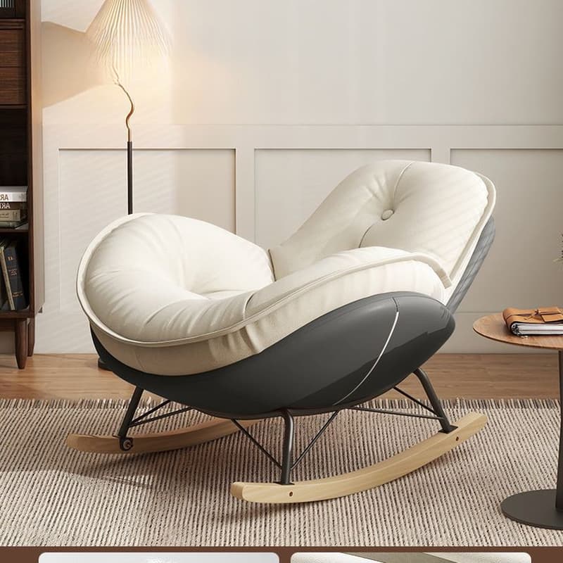 Modern Butter Color/Grey/Auburn Upholstered Padded Rocking Seat with Flared Arm, Scratch-repellent thumbnail 2