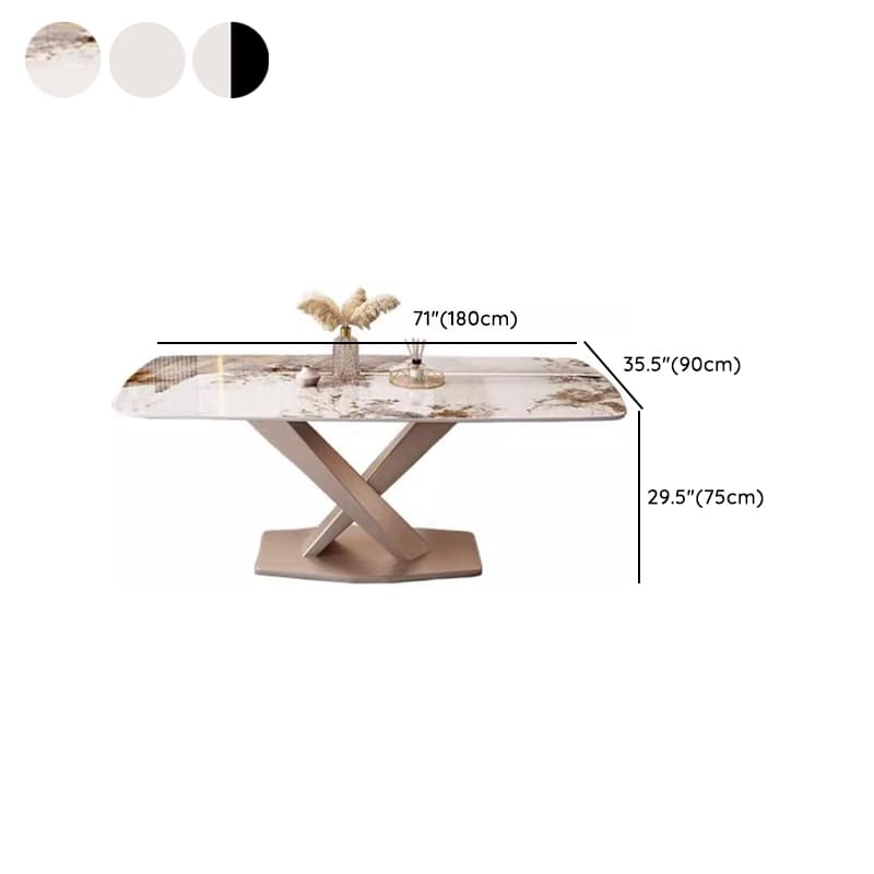 Modern Rectangle Slate Dining Table Set with Pedestal Base and Fixed Mechanism thumbnail 11