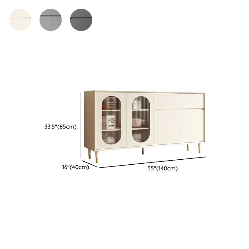 Wood Glam Sideboard Credenza with Glass Doors and Drawers, 40cm Overall Width, 85cm Overall Height thumbnail 18