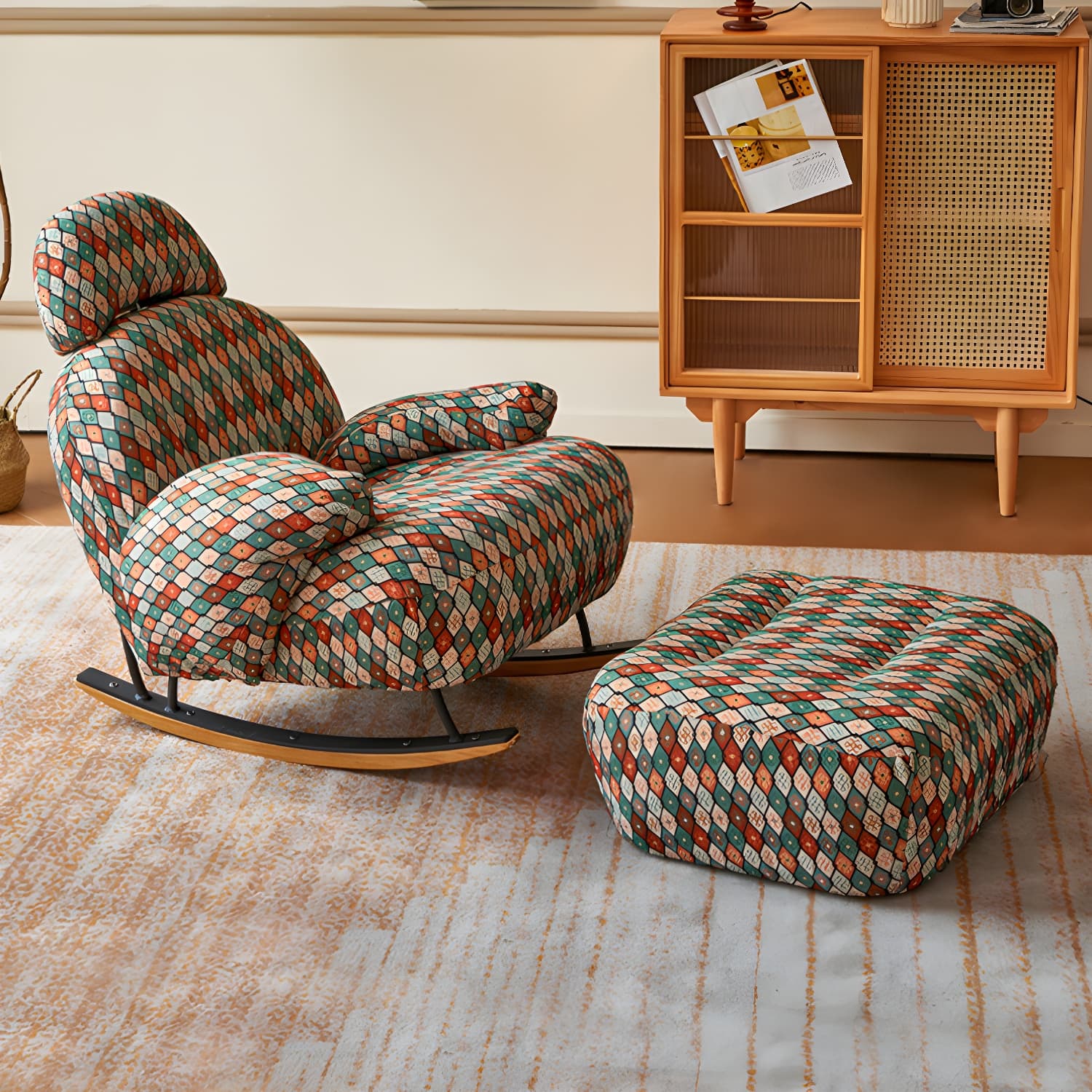 Spindle Living Room Contemporary Reclining Upholstered Rocking Accent Chair thumbnail 11