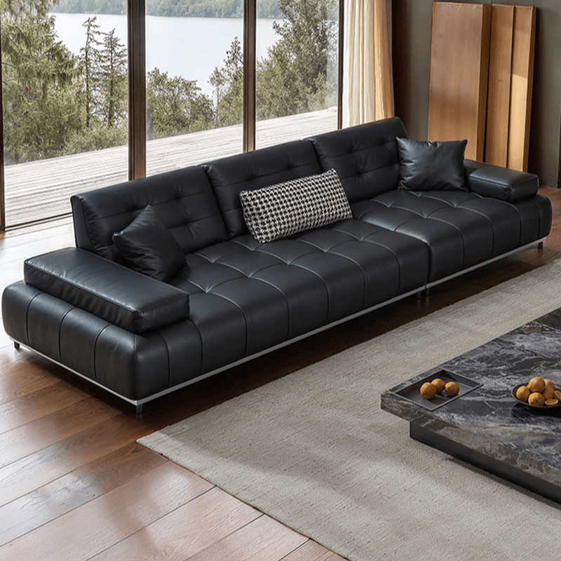 Straight/L-Shape Sofa Couch/Sofa Recliner with Tufted Back in Dark, Horizontal/Left Hand Facing, Decorative-stitched thumbnail 2