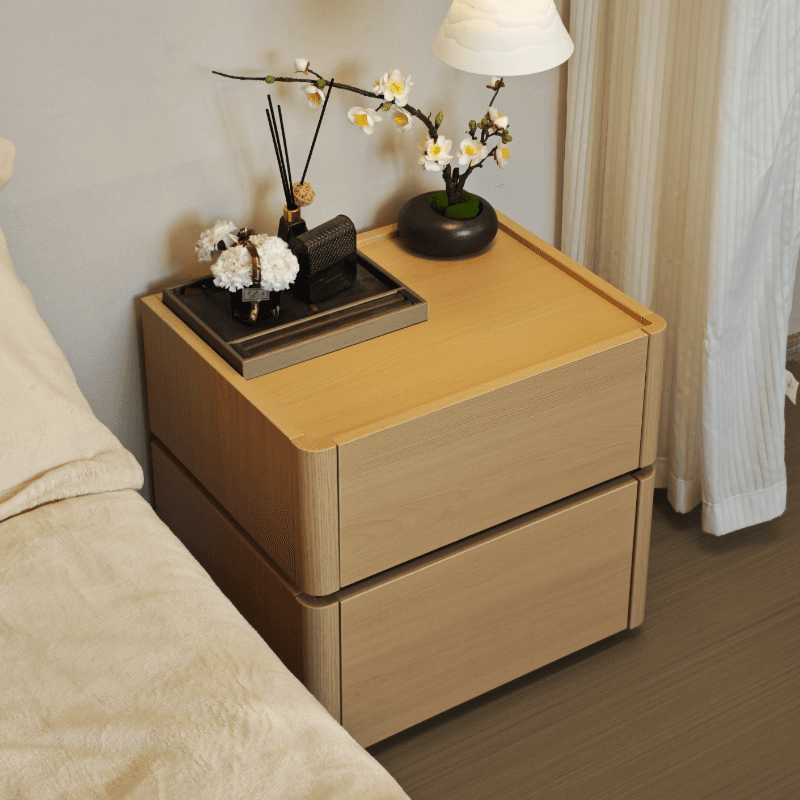 Modish Nightstand With Drawer Organization Featuring 2 Drawers and Composite Wood Countertop thumbnail 8