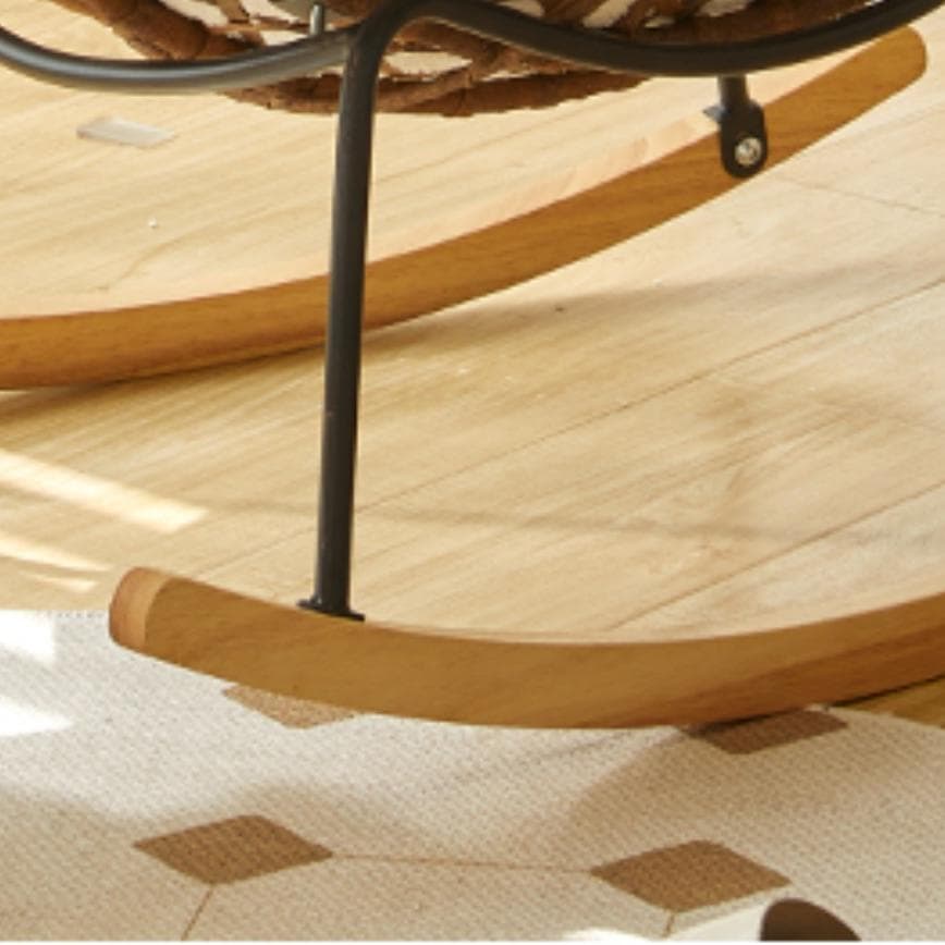 Traditional Armless Design Indoor Rocking Chair with rattan Frame and Nature Wood Legs thumbnail 13