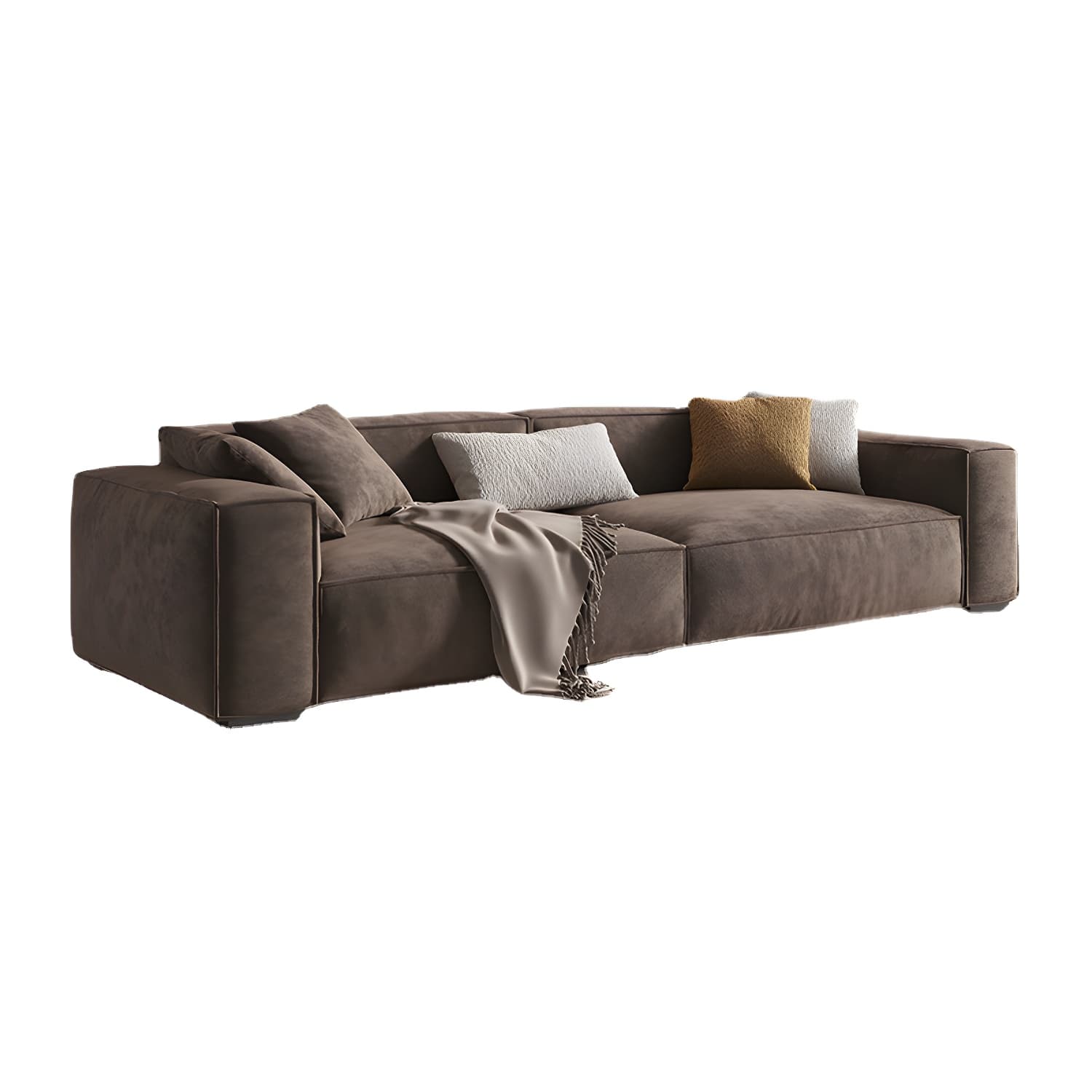 Brown Scandinavian Sectional/Sofa with Square Arm for Apartment thumbnail 5