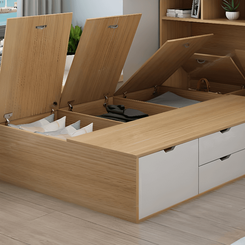 Natural Color Solid Color Storage Included with 4 Storage Boxes and Wardrobe for Bedroom thumbnail 7