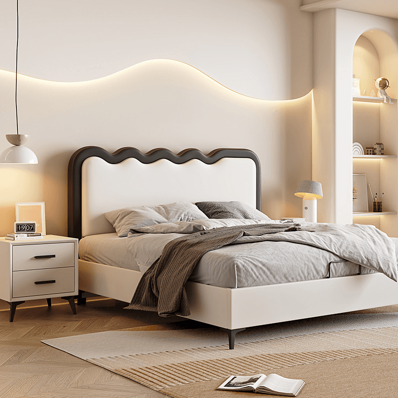 Modern Simple Style Panel Headboard in Natural Wood for California King/King/Queen Bed with No Distressing, Sponge Upholstery Fill, Free-standing Standard Installation, and Standard Height thumbnail 7