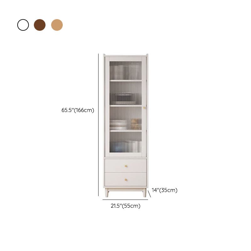 Scandinavian Solid Wood Accent Cabinet with Glass Door, 1 Cabinet and 2 Drawers for Living Room thumbnail 13