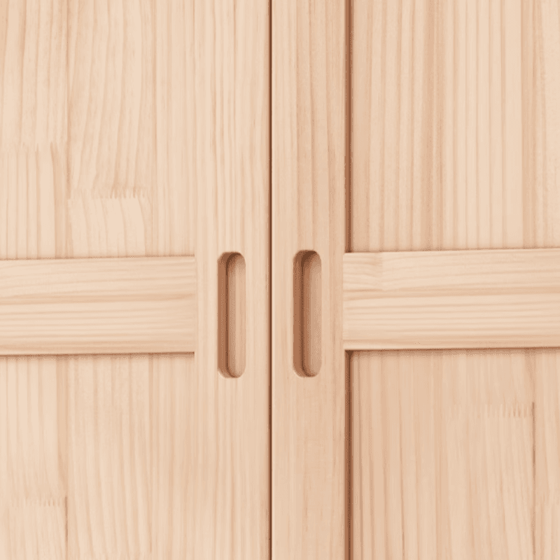 Modish Natural Color Reclaimed Wood Wardrobe Armoire with Soft Close Drawer, Soft Close Door thumbnail 5