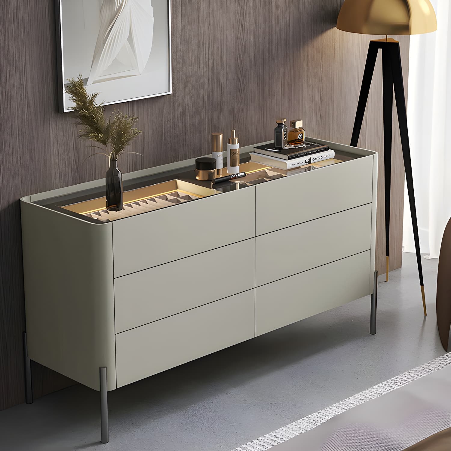 Modern Wood Dresser - Horizontal Design - Ample Drawer Space - Stylish Bedroom Storage thumbnail 9