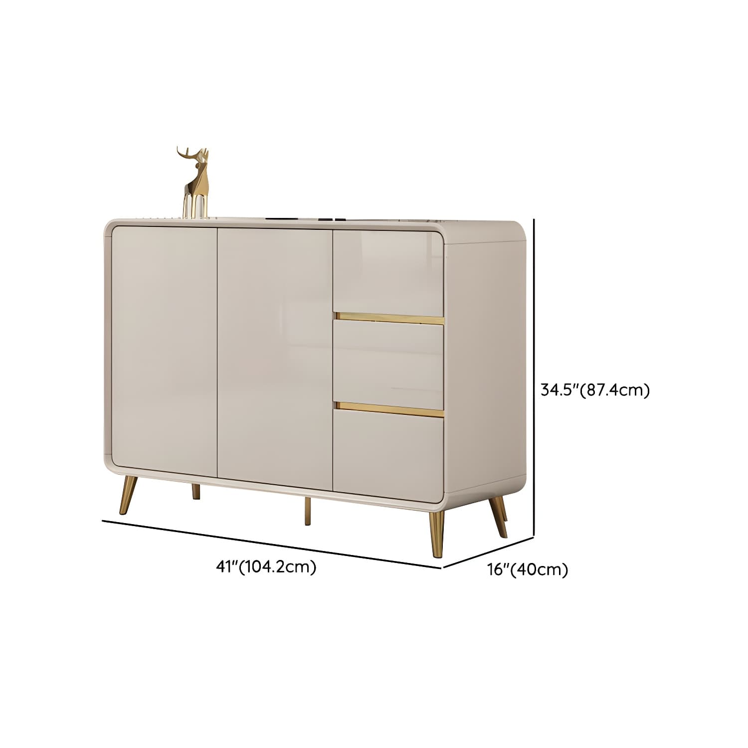 White Glam Sideboard Credenza with Adjustable Shelving and 3 Drawers thumbnail 18
