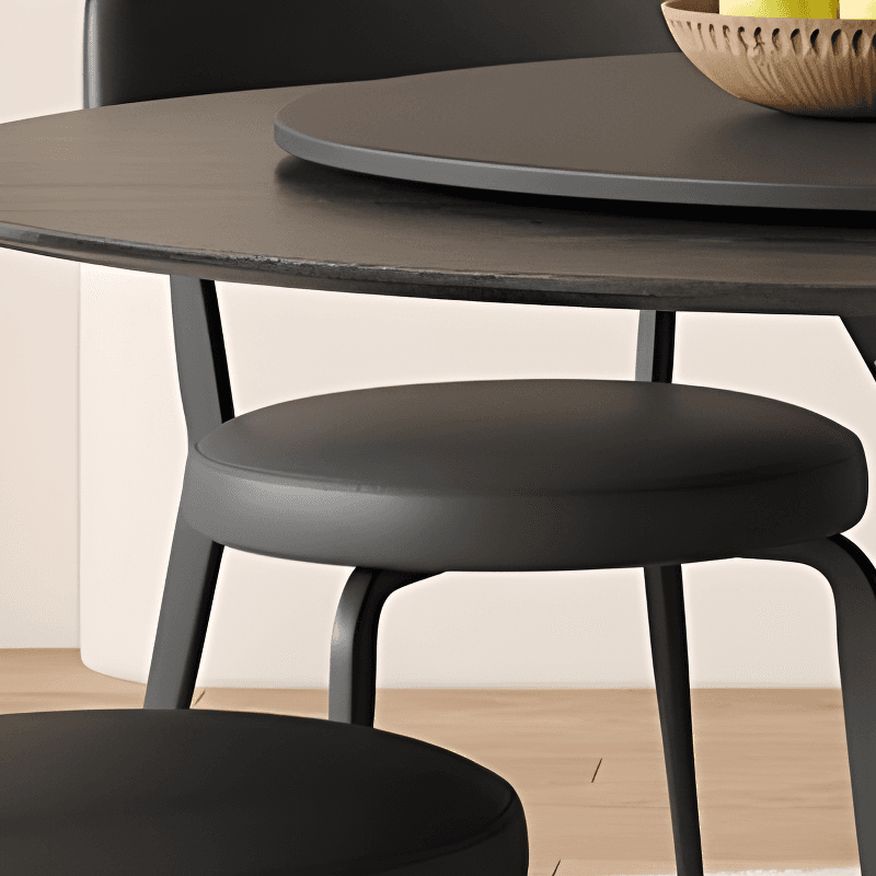Circular Slate Dining Table Set with Stump Base, Back Seats for 6 or 4, in Espresso thumbnail 4