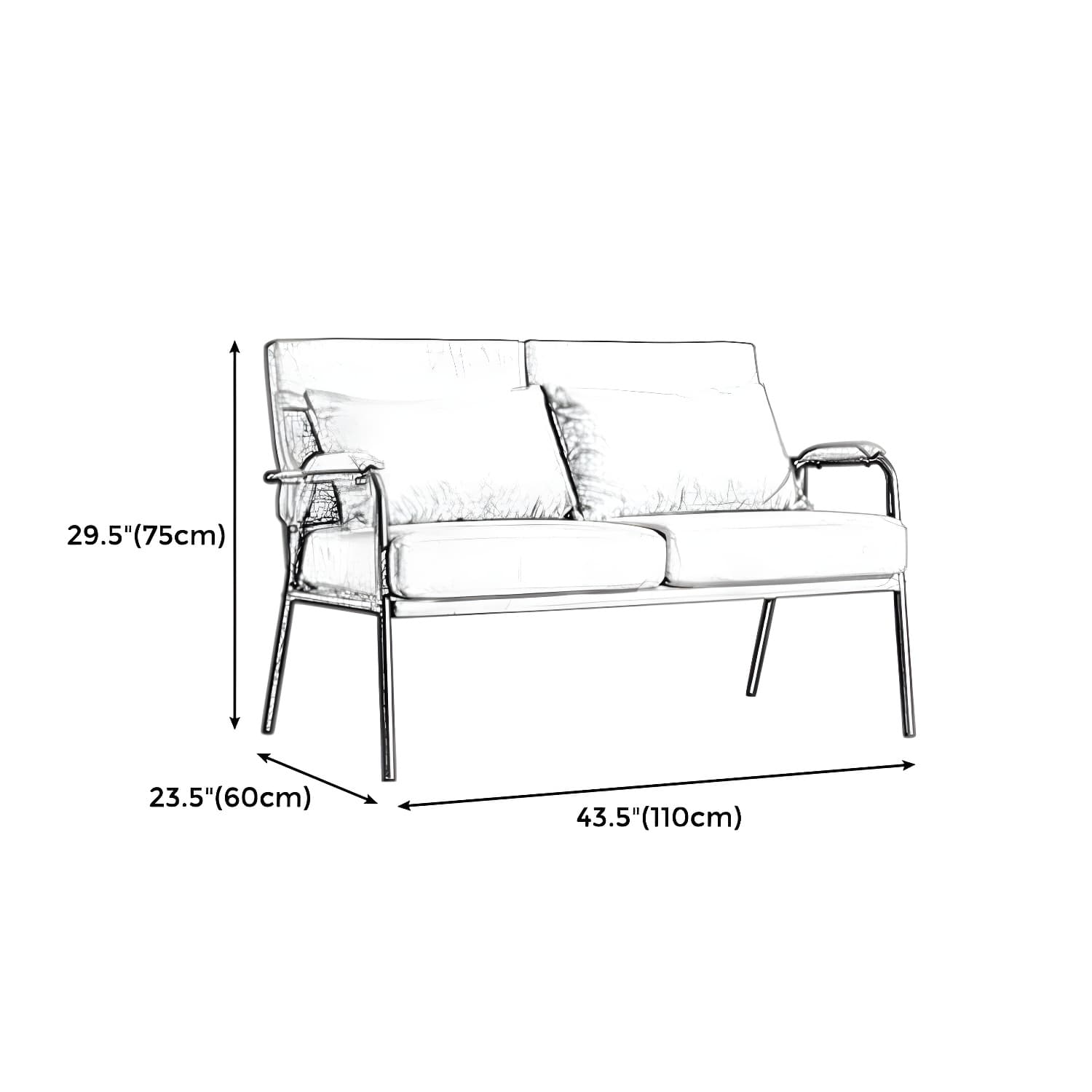 Black Industrial Linen Sofa with Bolster Pillows 29.53"High Square Arm Sofa thumbnail 20