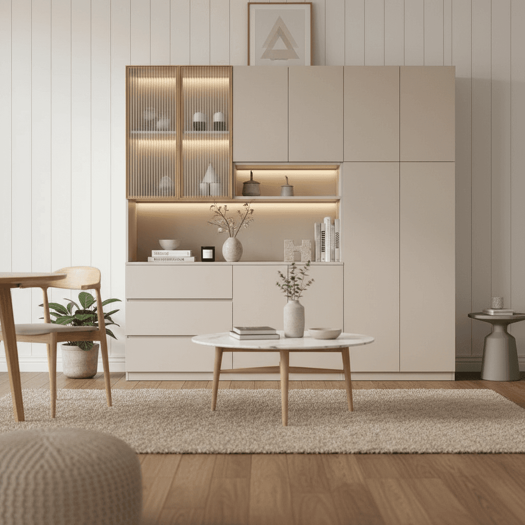 Trendy Sideboard with 3 Drawers, Cupboard, Wide/Standard/Narrow Sizes, 2/1 Shelves, Cabinets, and Glass-panel Door thumbnail 34