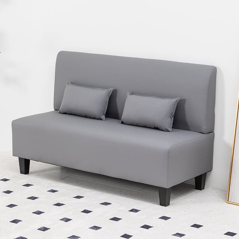 Contemporary Modern Solid Color Stain Resistant Loveseat in Gray/White/Cerulean for 2 People with 2 Pillows thumbnail 7