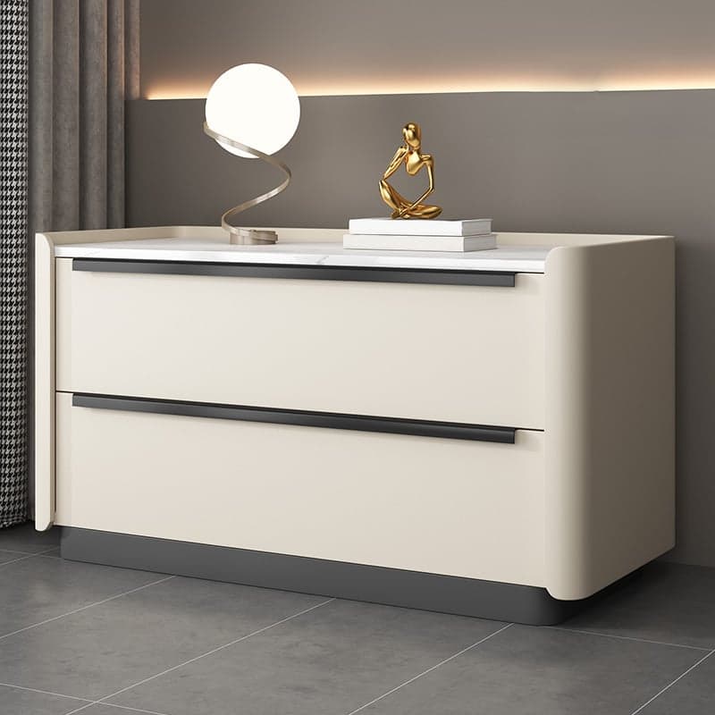 Modern Faux Leather Drawer Storage Nightstand in Stone Finish thumbnail 8