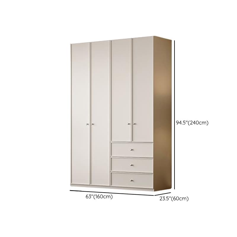 Chalk Modern Wooden Standalone Almirah with 3-Drawer, Interior Shelves, and Hanging Rod thumbnail 14