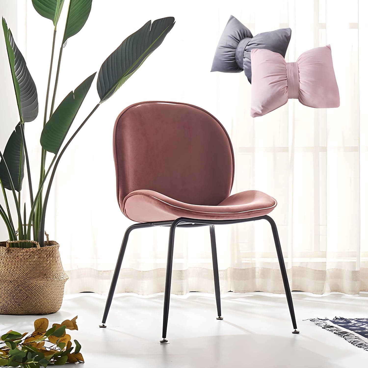 Metal Scandinavian Restaurant Side Chair Matte Finish Wingback Dining Chair thumbnail 2