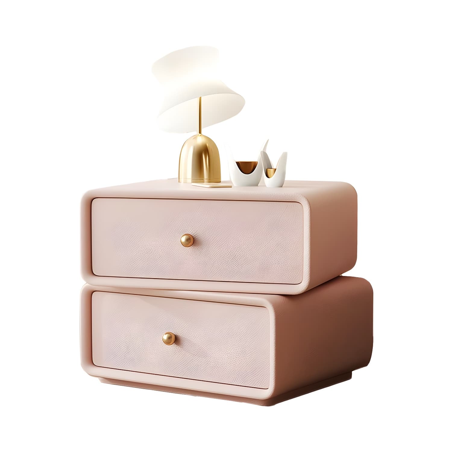 Modern Wood Nightstand with 2 Drawers - Faux Leather Countertop - Small and Stylish thumbnail 19
