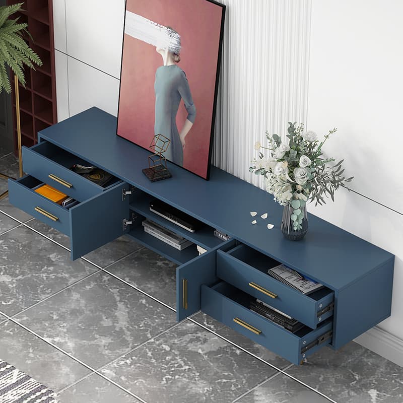 Glam Rectangle Manufactured Wood TV Stand with Adjustable Shelf thumbnail 9