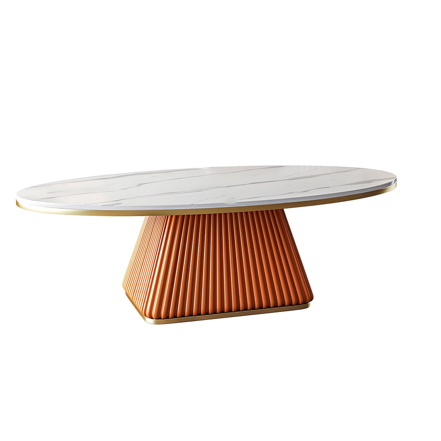Glam Metal and Slate Cocktail Table Pedestal Coffee Table for Living Room thumbnail 2