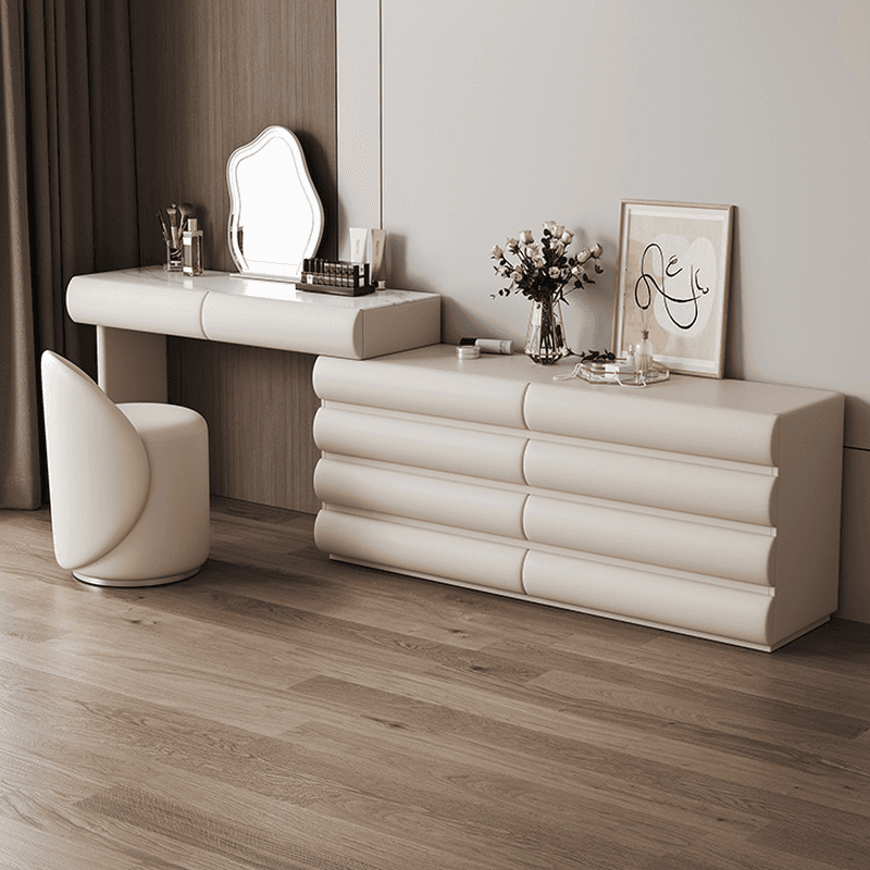 Modish Large Vanity Set with Ink Chair, 10 Drawers, Timber Frame, Mirror Lights thumbnail 5