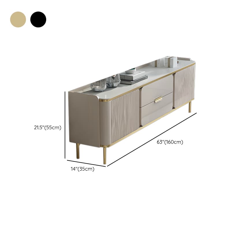 Chalk Art Deco Sintered Stone TV Stand for Sitting Room with 4/3 Drawers, 2 Cabinets, and Gate Doors thumbnail 8