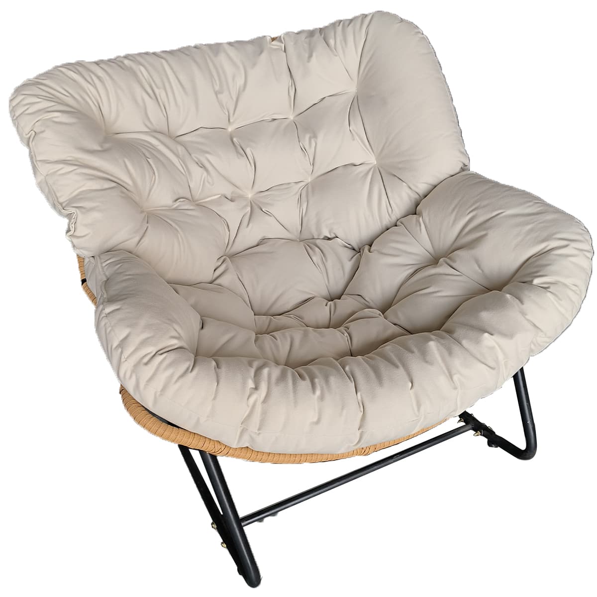Midnight Black/Chalk/Cocoa Ergonomic Rocking Chair Couch with Rear Back, Stationary thumbnail 2