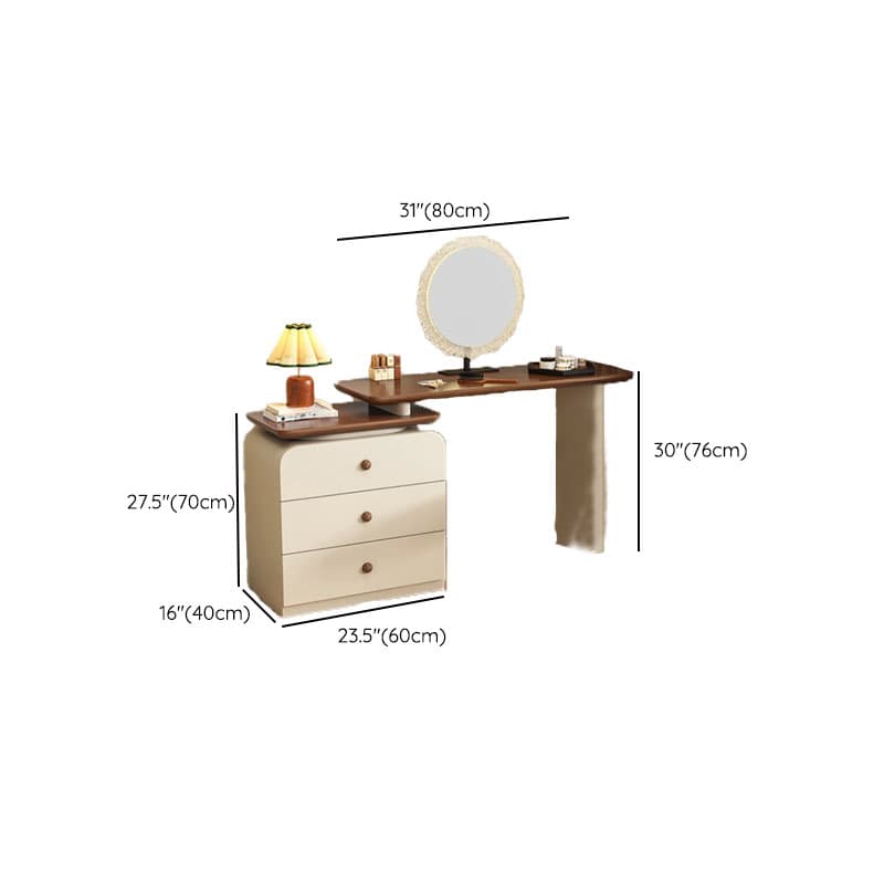 Cream Modish Large Vanity Set with Reclaimed Wood Table Top, 3/6 Drawers, and Light Up Mirror thumbnail 23