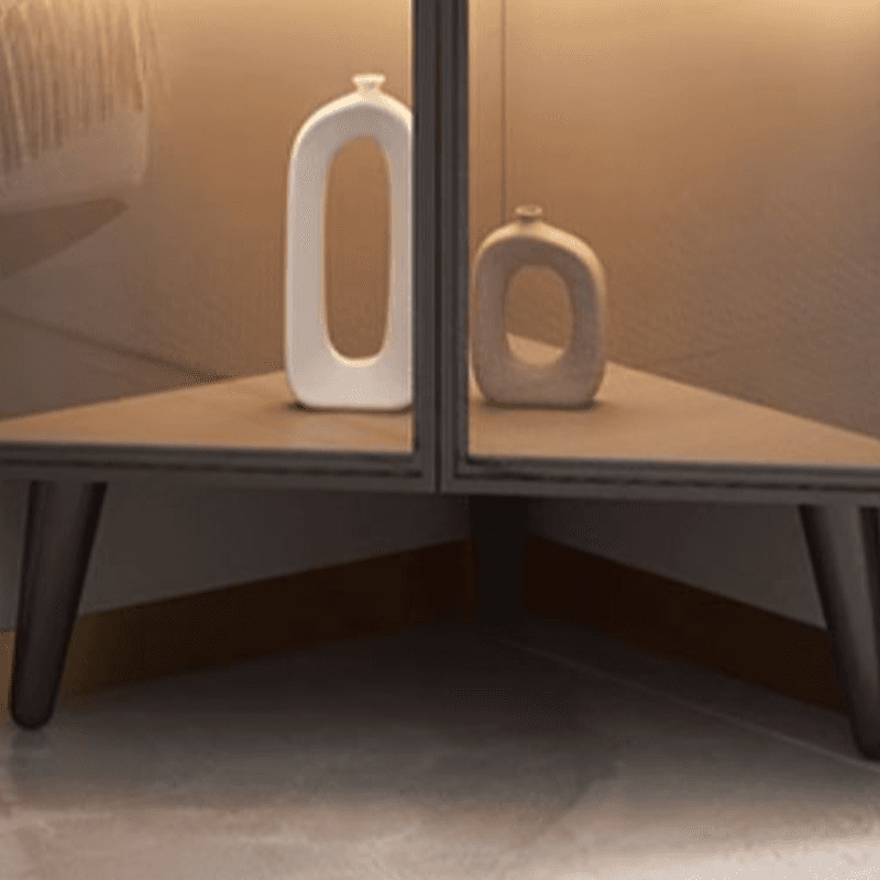 Dove Grey Scratch-immune Corner Accent Cabinet with Cabinet, Glass-panel Door, Adjustable Shelving and Handle Bars thumbnail 7