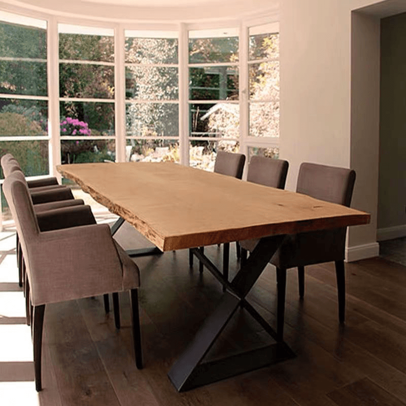 Scandinavian Rectangular Dining Table with Lumber Top in Auburn, Standard Height, Fixed Mechanism, Seats 8/6/4 thumbnail 1