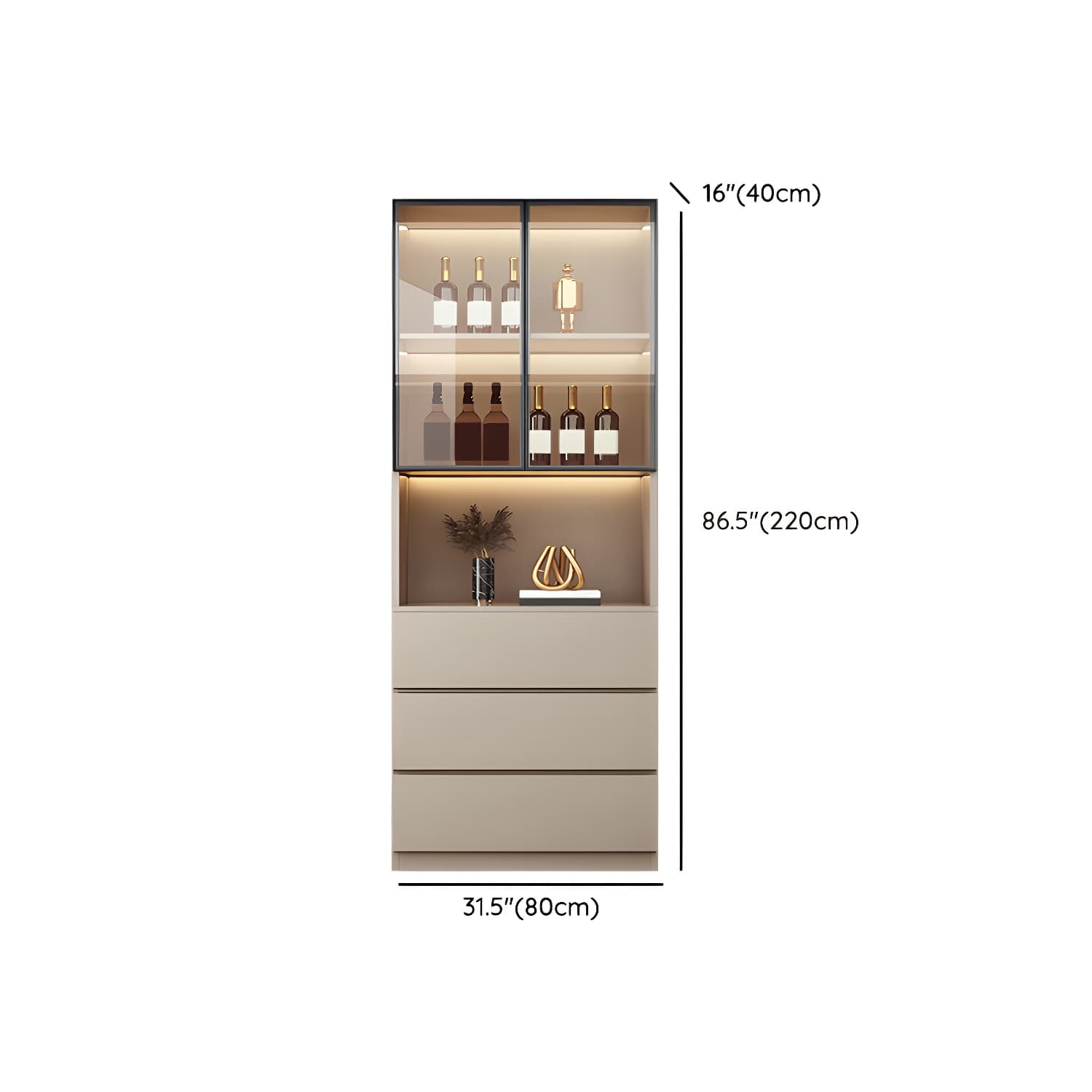Modern Wood Cabinet with Glass Doors and Non-adjustable Shelves thumbnail 10