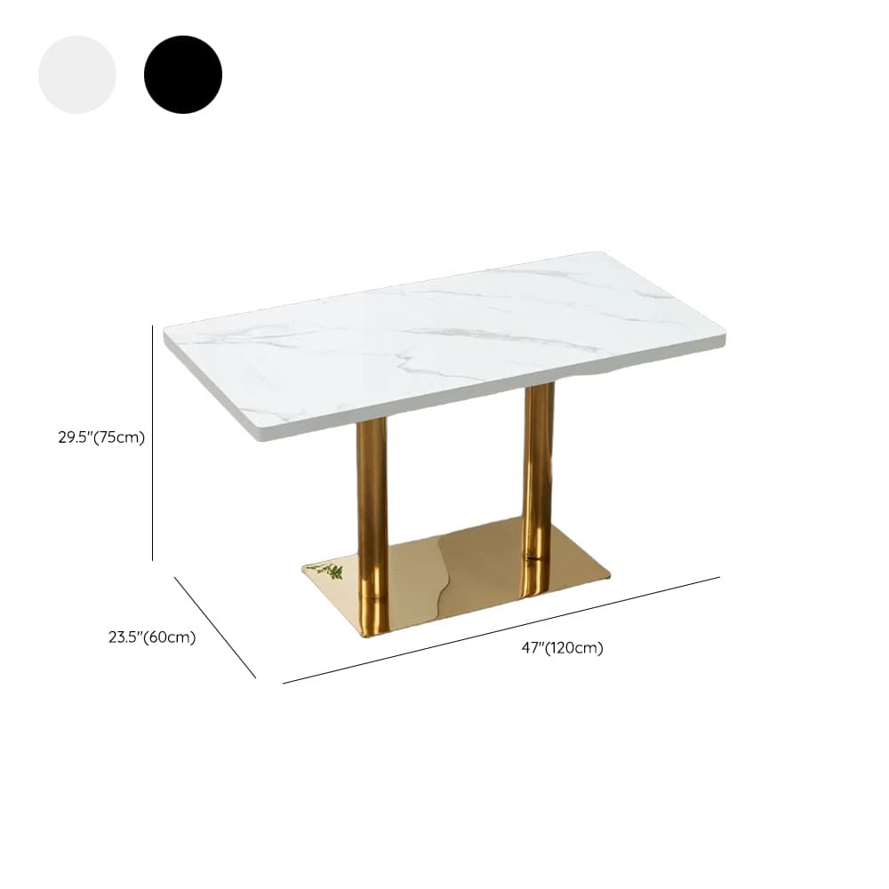 Art Deco Rectangular Dining Table with Lumber Top, Fixed Table Mechanism in Ink/White/Sepia thumbnail 15