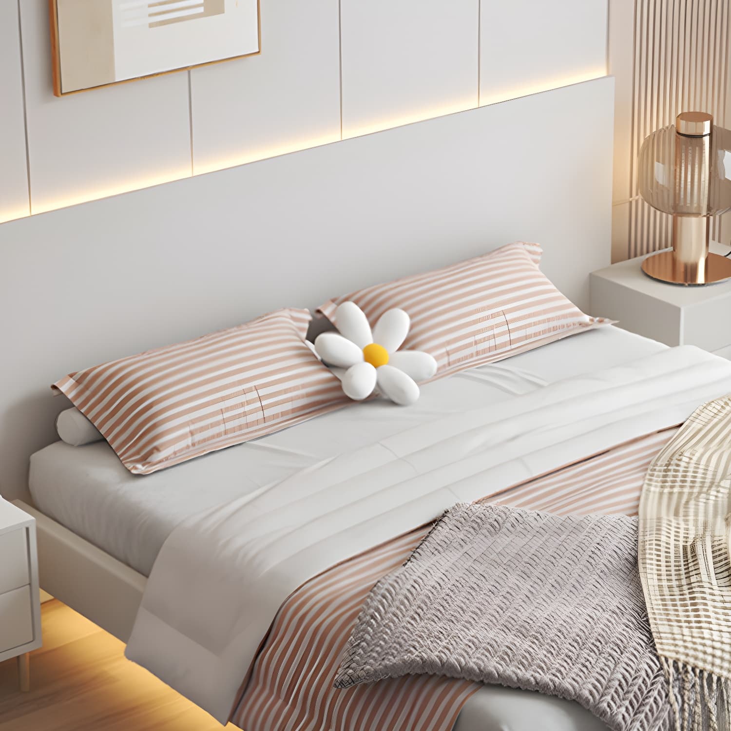 Contemporary Style White Standard Bed Pine Wood Platform Bed Frame thumbnail 7