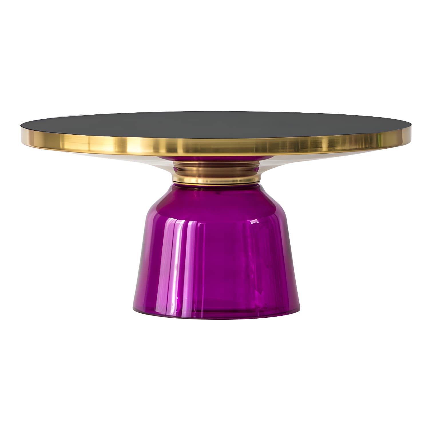Pedestal Cone Coffee Table Modern Round Glass Top Cocktail Table thumbnail 9