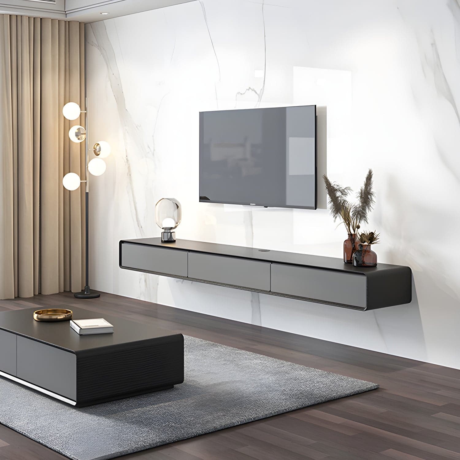 3 Doors Scandinavian TV Media Stand Wall-mounted TV Media Console thumbnail 2