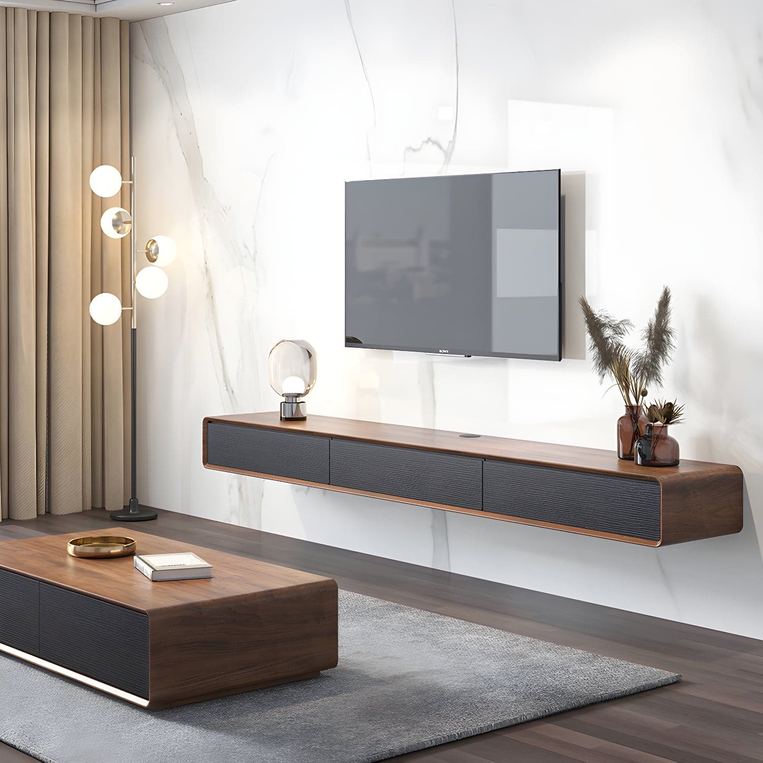 3 Doors Scandinavian TV Media Stand Wall-mounted TV Media Console thumbnail 3