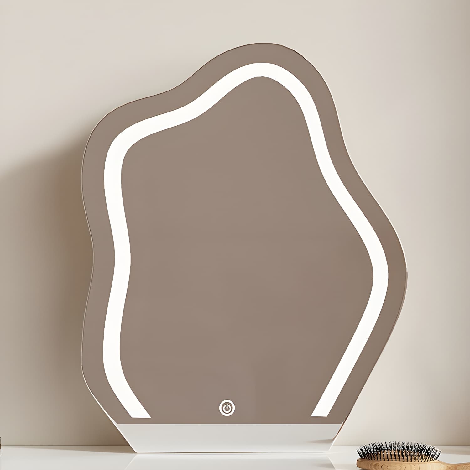 Contemporary White Wood Rectangle Top Make-up Vanity with Lighted Mirror thumbnail 8