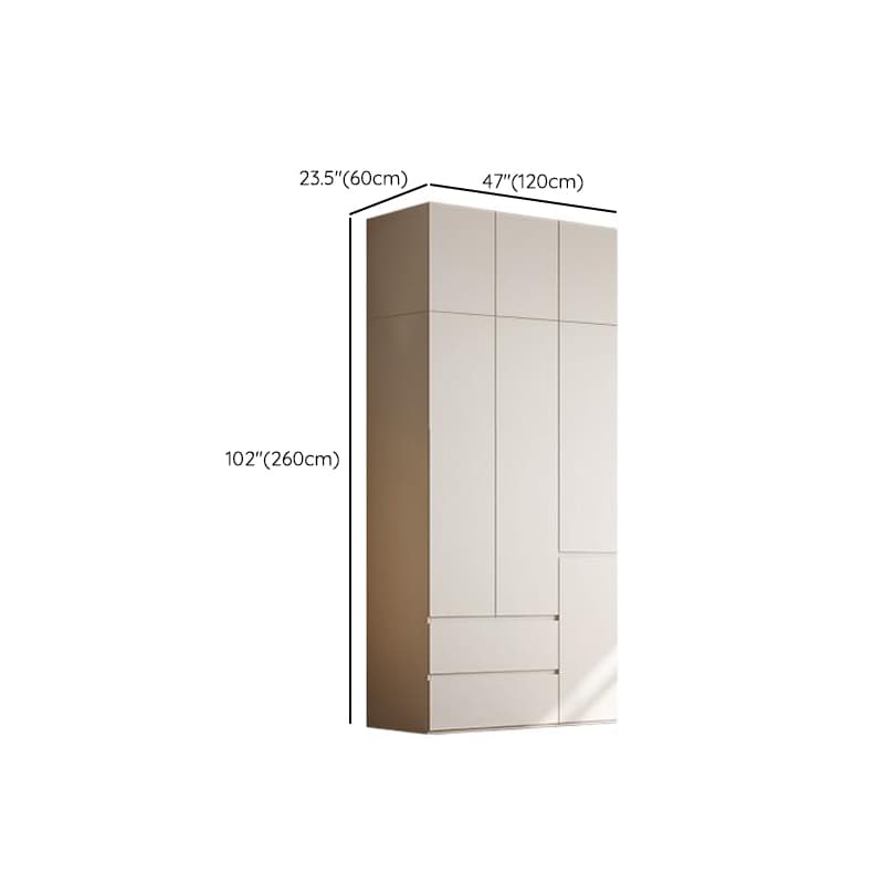 Chalk Modern Natural Wood Standalone Almirah with Soft Close Drawer, Interior Shelves, and Hanging Rod thumbnail 12