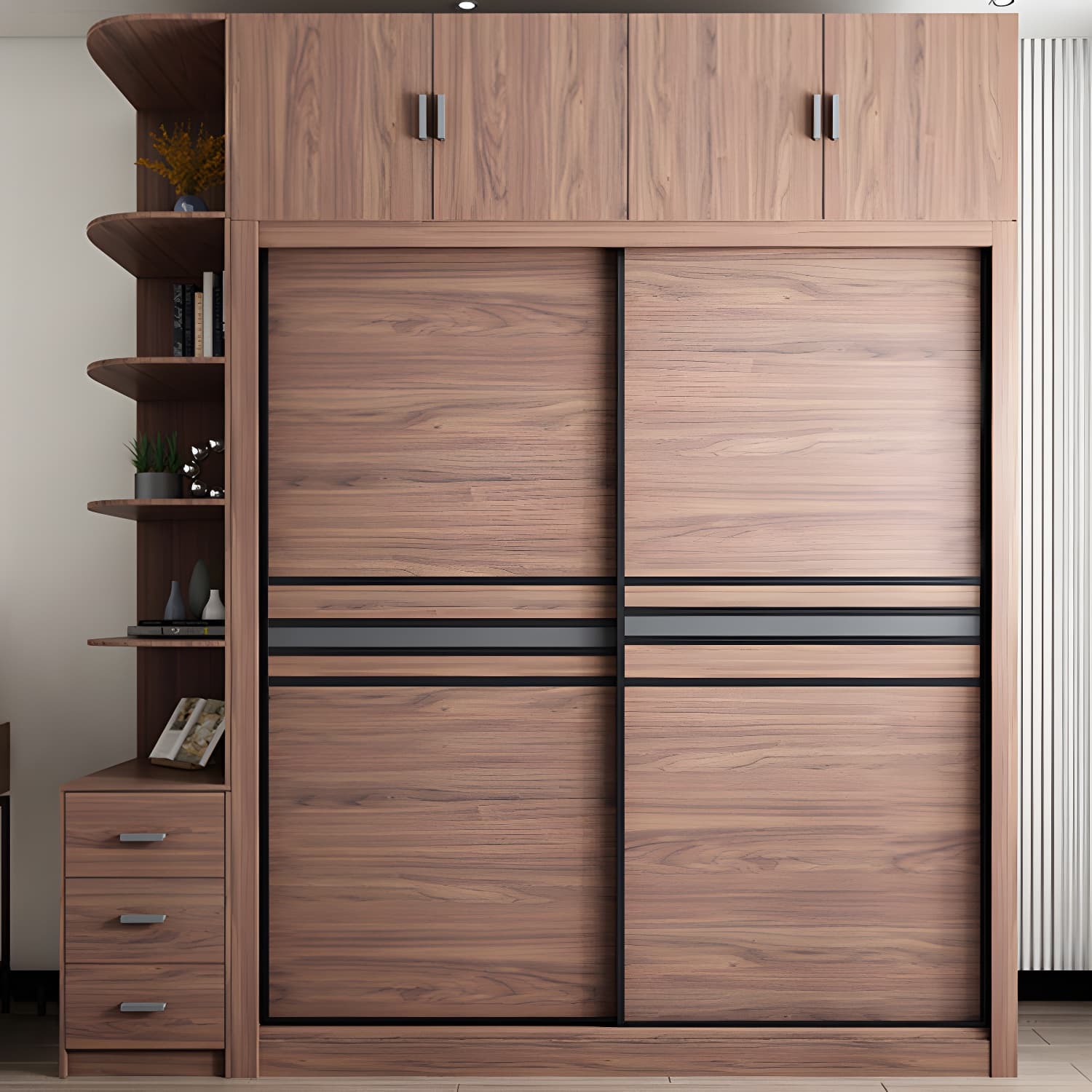 Brown Engineered Wood Wardrobe Armoire Modern Wardrobe Closet thumbnail 13