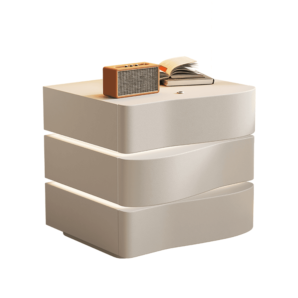 Organic Modern Drawer Storage Nightstand Synthetic Leather Illumination Light thumbnail 4