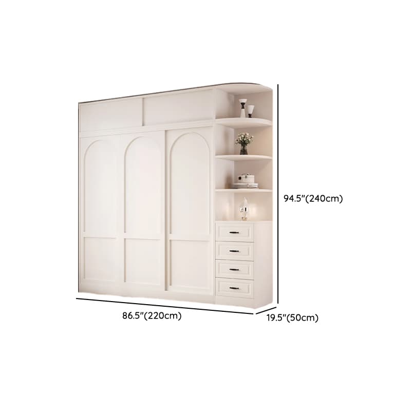 Contemporary White Engineered Wood Cabinet Armoire with Multiple Drawers, Interior Shelves, and Hanging Rod thumbnail 31