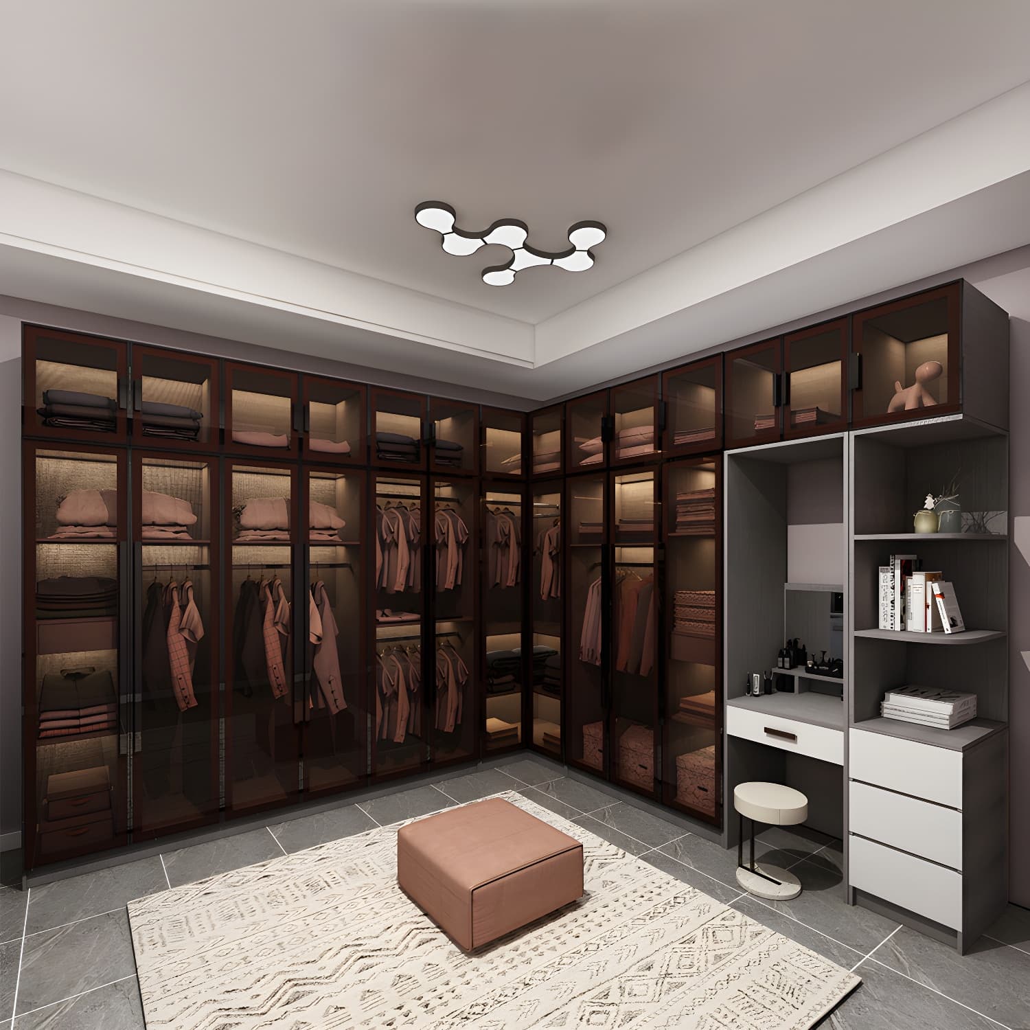 Modern Glass Hinged Doors Wardrobe Armoire Wood Frame Wardrobe with Shelves without Light thumbnail 4