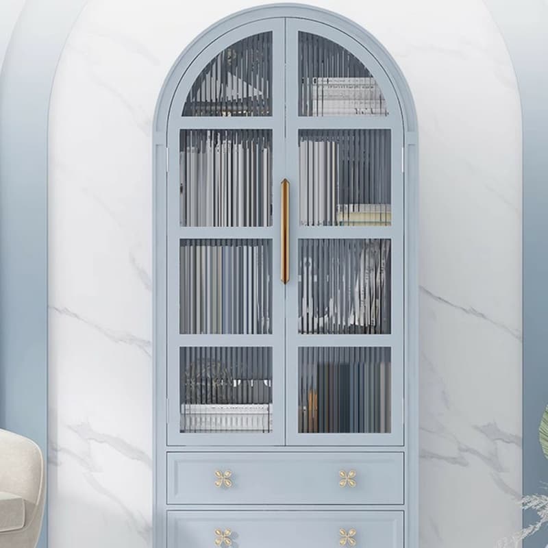 Self-supporting Grey /Azure/Peony Natural Wood Accent Cabinet with Squared Leg Drawing Room thumbnail 10