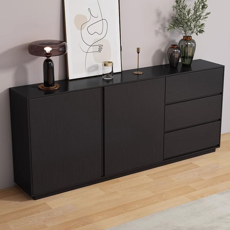 Sideboard with 3 Drawers, Cabinet, Standard Narrow Sizes, Four Internal Shelves, Wood Countertop, and 2 Doors thumbnail 4