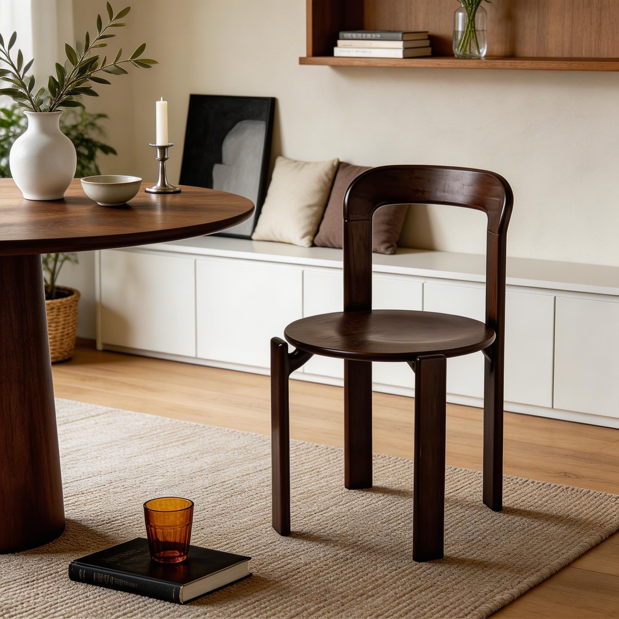 Scandinavian Natural Wood Armless Kitchen Chair 15.3inch Wide Non-Swivel 1 Piece thumbnail 33